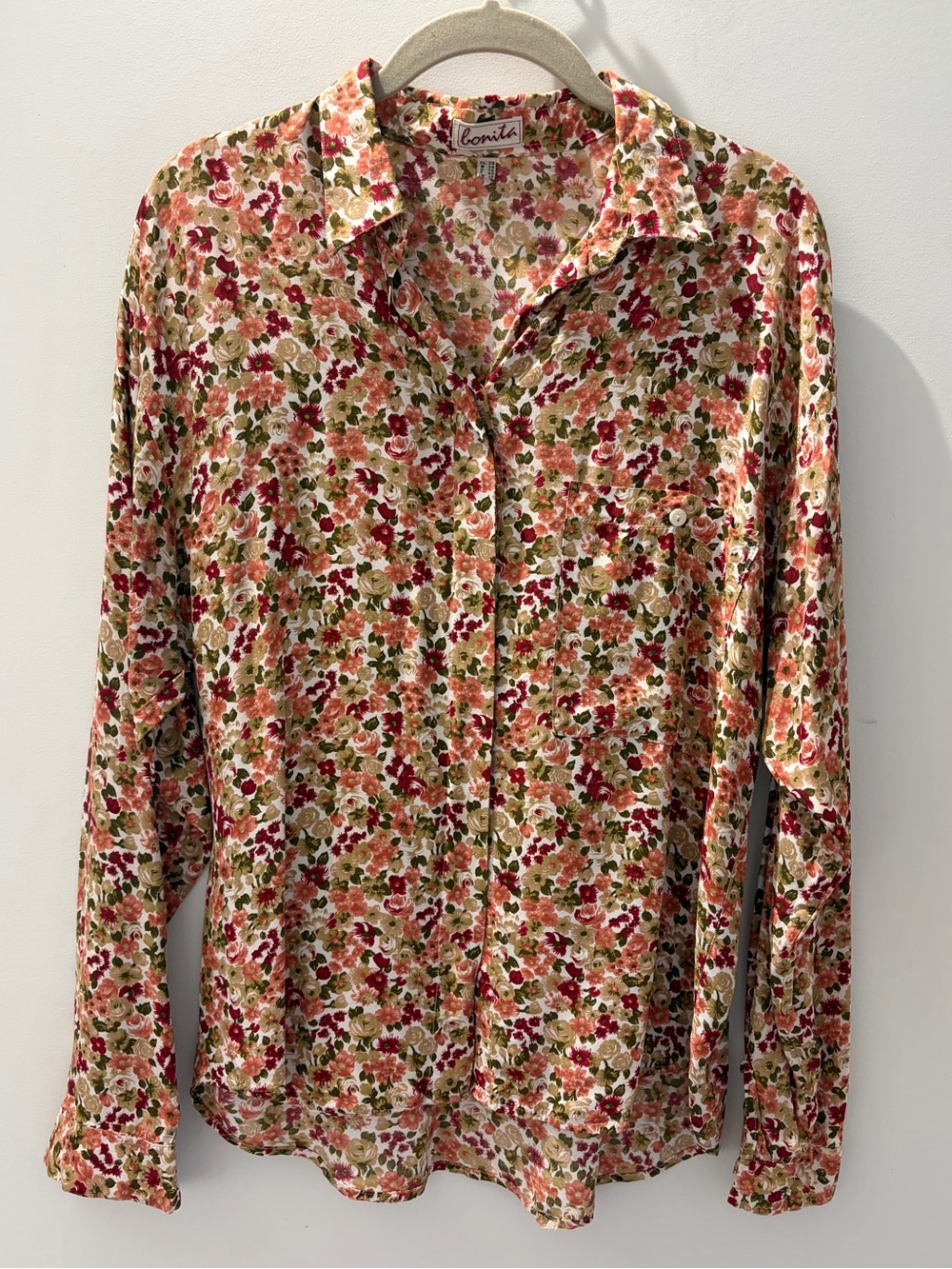 Bonita Floral Blouse | Romantic Botanical Viscose Button-Up Top Size 8 - Picture 2 of 5